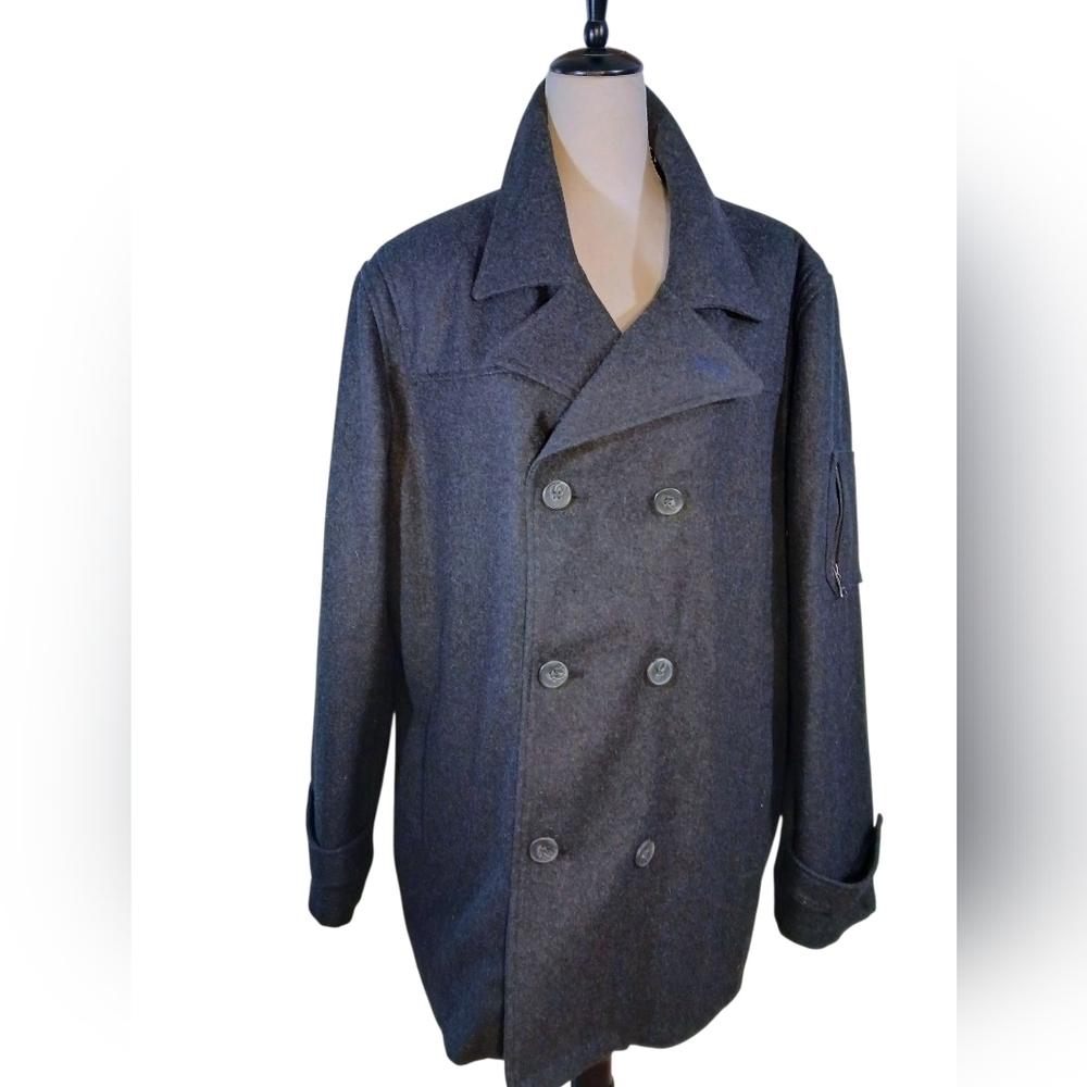 Izod Black Wool Pea Coat Size XL